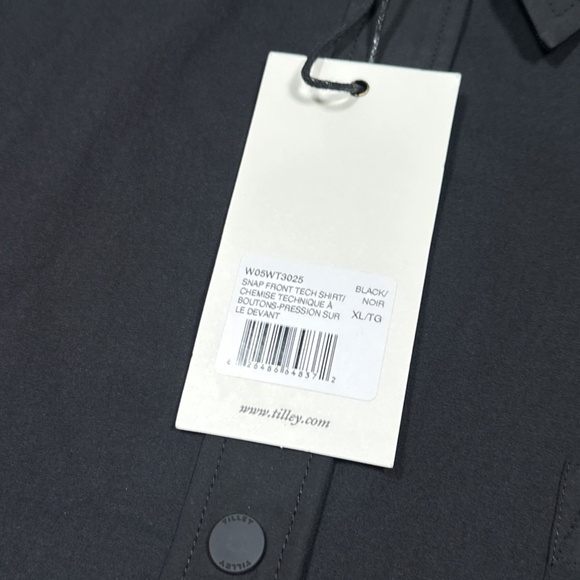 NWT Tilley Snap Front Tech Shirt Black Hiking Fishing Utility Womens XL - Picture 6 of 12